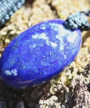 Elven Lapis Luzuli Macrame Necklace, Pyrite Pendant, Blue Stone Pendant,Australian made Macrame Cord Healing Crystal Jewelry, Christmas gift