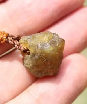 Authentic Apatite Pendant, Yellow Apatite Necklace, Raw crystal jewelry, Tribal Australian Made macrame cord, Ethical Healing Crystal