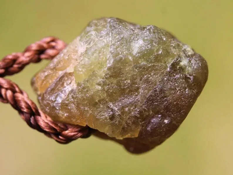 Authentic Apatite Pendant, Yellow Apatite Necklace, Raw crystal jewelry, Tribal Australian Made macrame cord, Ethical Healing Crystal