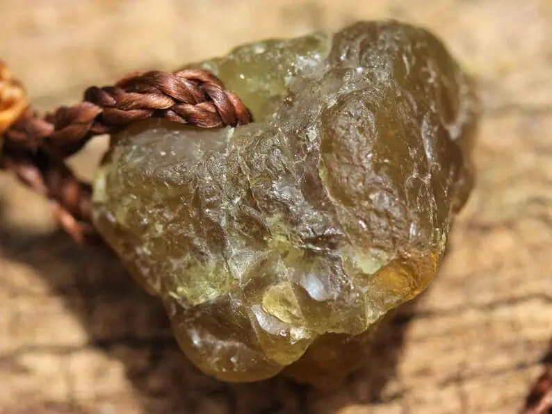 Authentic Apatite Pendant, Yellow Apatite Necklace, Raw crystal jewelry, Tribal Australian Made macrame cord, Ethical Healing Crystal