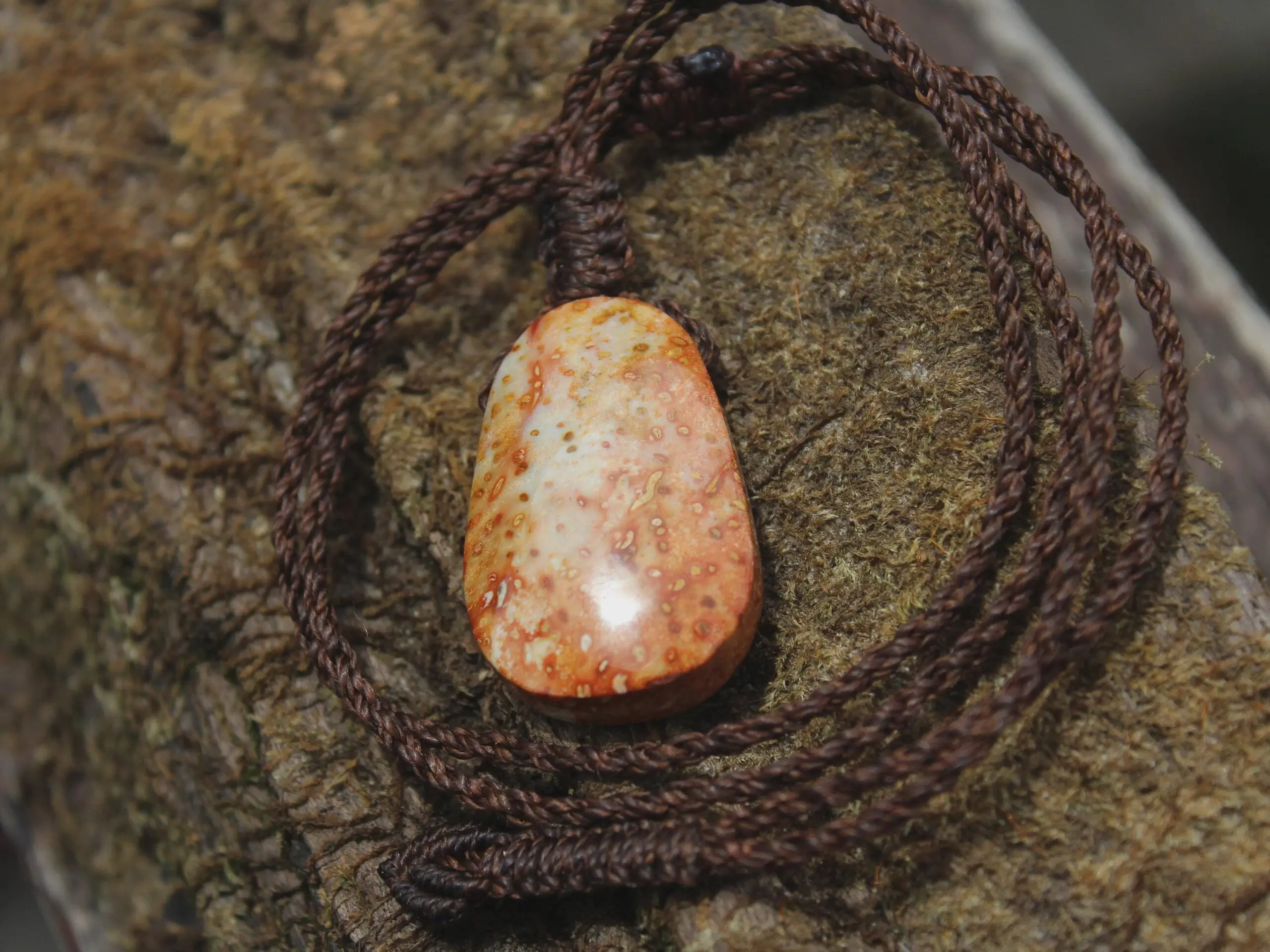 Elven Petrify Palmwood Pendant, Petrified Fossil Palm Necklace, Healing Jewelry, Australian made Macrame Cord, Elf cosplay