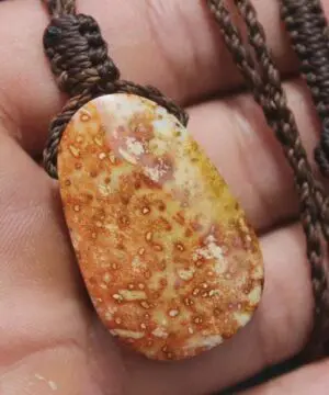 Elven Petrify Palmwood Pendant, Petrified Fossil Palm Necklace, Healing Jewelry, Australian made Macrame Cord, Elf cosplay