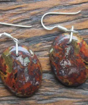 Australian Fire Jasper Sterling Silver Earrings, Australian handmade crystal healing Jewellery, Natural Gemstone Jewellery