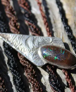 AUTHENTIC REAL OPAL Pendant Necklace,Australian Matrix Boulder Opal,Australian Opal Jewelry,Shibari Macrame Cord,October Birthstone Elf larp