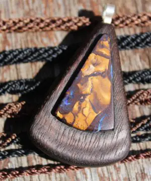 PURPLE Boulder Opal Pendant,wood necklace,wood jewelry,Shibari Macrame Cord,opal macrame necklace,Australian Opal jewelry,Elven, elf cosplay