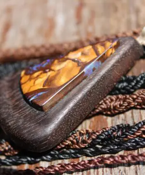 PURPLE Boulder Opal Pendant,wood necklace,wood jewelry,Shibari Macrame Cord,opal macrame necklace,Australian Opal jewelry,Elven, elf cosplay