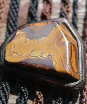 Matrix Boulder Opal Pendant,wood necklace,wood jewelry,Shibari Macrame Cord,LARP,Viking necklace,Australian Opal jewelry,Elven, elf cosplay