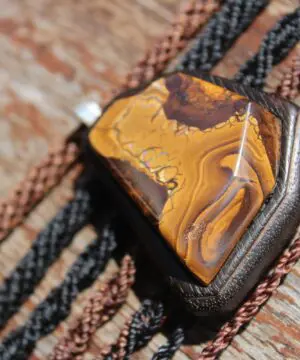 Matrix Boulder Opal Pendant,wood necklace,wood jewelry,Shibari Macrame Cord,LARP,Viking necklace,Australian Opal jewelry,Elven, elf cosplay