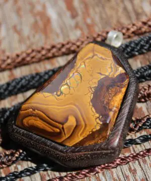 Matrix Boulder Opal Pendant,wood necklace,wood jewelry,Shibari Macrame Cord,LARP,Viking necklace,Australian Opal jewelry,Elven, elf cosplay