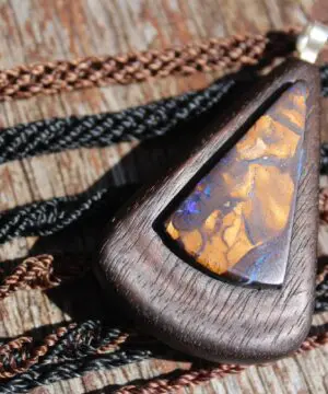 PURPLE Boulder Opal Pendant,wood necklace,wood jewelry,Shibari Macrame Cord,opal macrame necklace,Australian Opal jewelry,Elven, elf cosplay