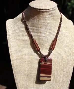 Australian Print Stone Pendant Talisman, Newsprint Jasper Necklace, Zebra stone Australian handmade tropical handwoven cord