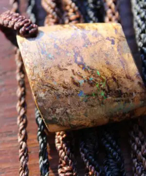 Matrix Opal Necklace,Hand Polished Boulder Opal Pendant,Shibari Macrame Cord,Elven jewelry, viking larp celtic tribal jewellery