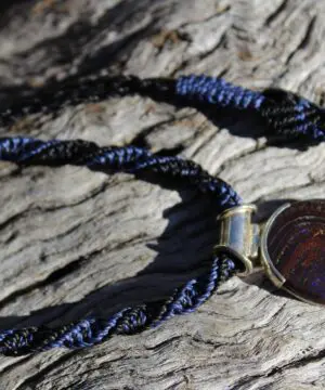 Matrix Koroit BOULDER Opal Pendant Necklace,Australian Fire Opal Jewelry,Sterling Silver Necklace,Macrame Cord, Elven Jewelry