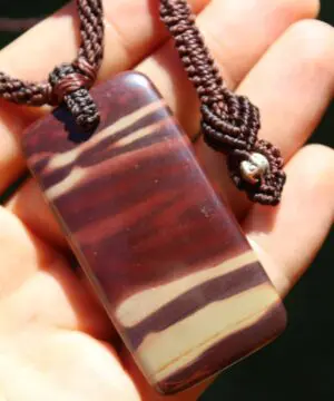 Australian Print Stone Pendant Talisman, Newsprint Jasper Necklace, Zebra stone Australian handmade tropical handwoven cord