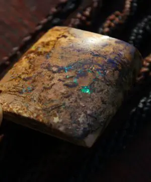 Matrix Opal Necklace,Hand Polished Boulder Opal Pendant,Shibari Macrame Cord,Elven jewelry, viking larp celtic tribal jewellery