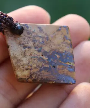 Matrix Opal Necklace,Hand Polished Boulder Opal Pendant,Shibari Macrame Cord,Elven jewelry, viking larp celtic tribal jewellery