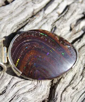 Matrix Koroit BOULDER Opal Pendant Necklace,Australian Fire Opal Jewelry,Sterling Silver Necklace,Macrame Cord, Elven Jewelry