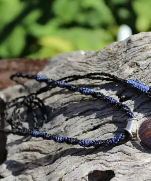 Matrix Koroit BOULDER Opal Pendant Necklace,Australian Fire Opal Jewelry,Sterling Silver Necklace,Macrame Cord, Elven Jewelry