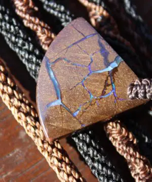 Rainbow Opal Pendant,Boulder Opal Jewelry,Shibari Macrame Cord
