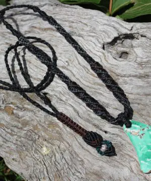 Australian Variscite Boomerang Necklace Pemdant , Australian handMade handwoven tropical cord, Variscite Pendant, November Birthstone