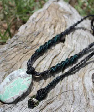 Australian Variscite Necklace, Australian Made Tropical cord Variscite Pendant Healing Jewellery, Green Stone Necklace, November Birthstone