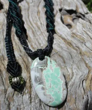 Australian Variscite Necklace, Australian Made Tropical cord Variscite Pendant Healing Jewellery, Green Stone Necklace, November Birthstone