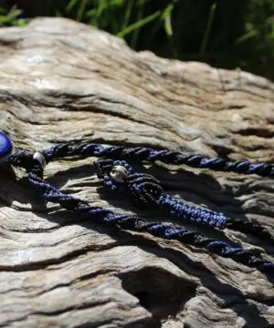 Silver Lapis Lazuli, Australian Made Macrame Cord, Lapis Necklace, Pyrite Pendant, Elven Blue Stone Talisman, Healing Crystal Jewelry