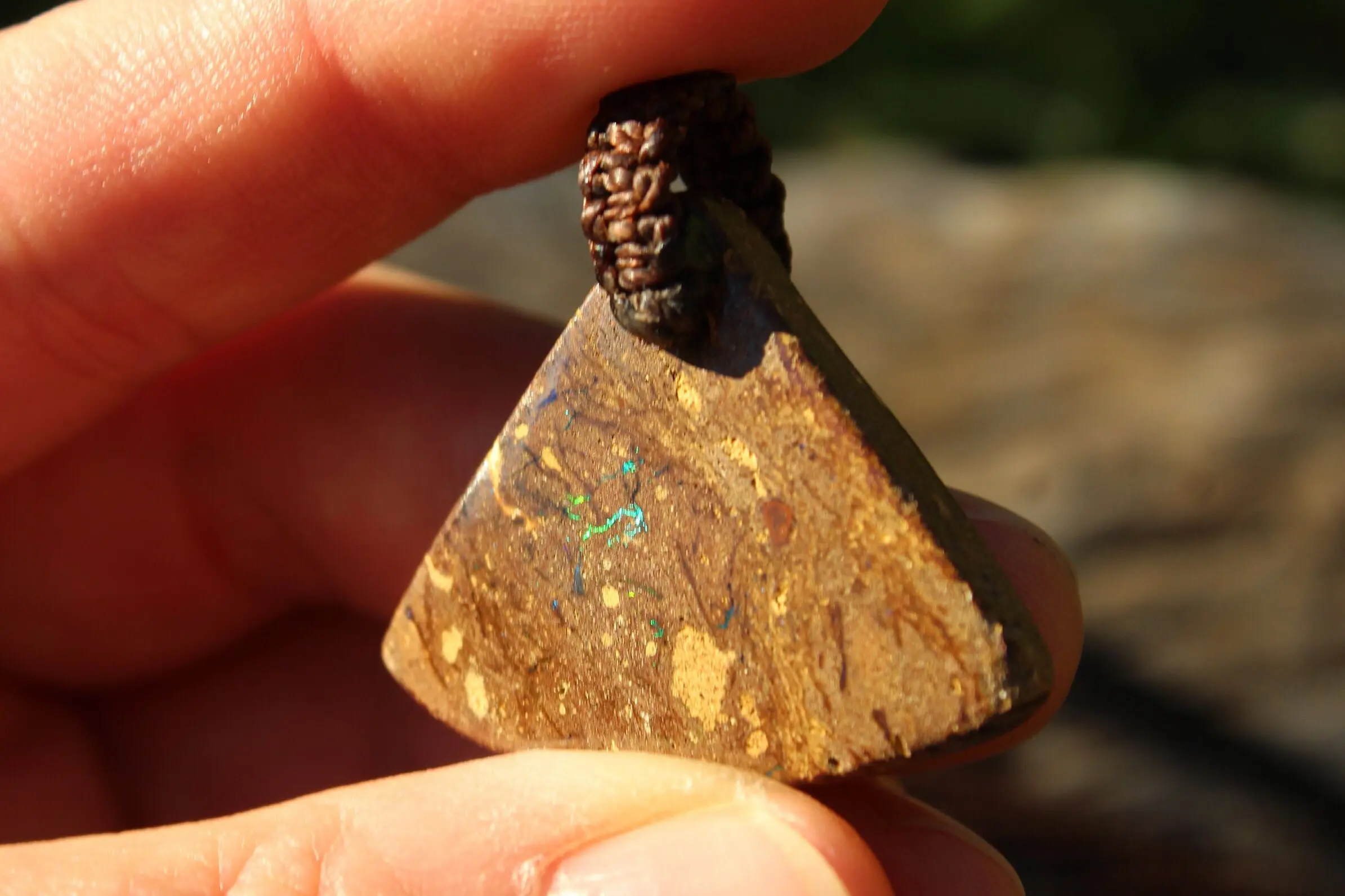 Boulder Opal Pendant with Custom Macrame Necklace