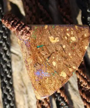 Boulder Opal Pendant with Custom Macrame Necklace