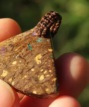 Boulder Opal Pendant with Custom Macrame Necklace