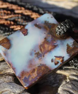 Milky Blue Opal Pendant. Boulder Opal with Macrame Necklace. Mens Opal. Simple Rustic Jewelry