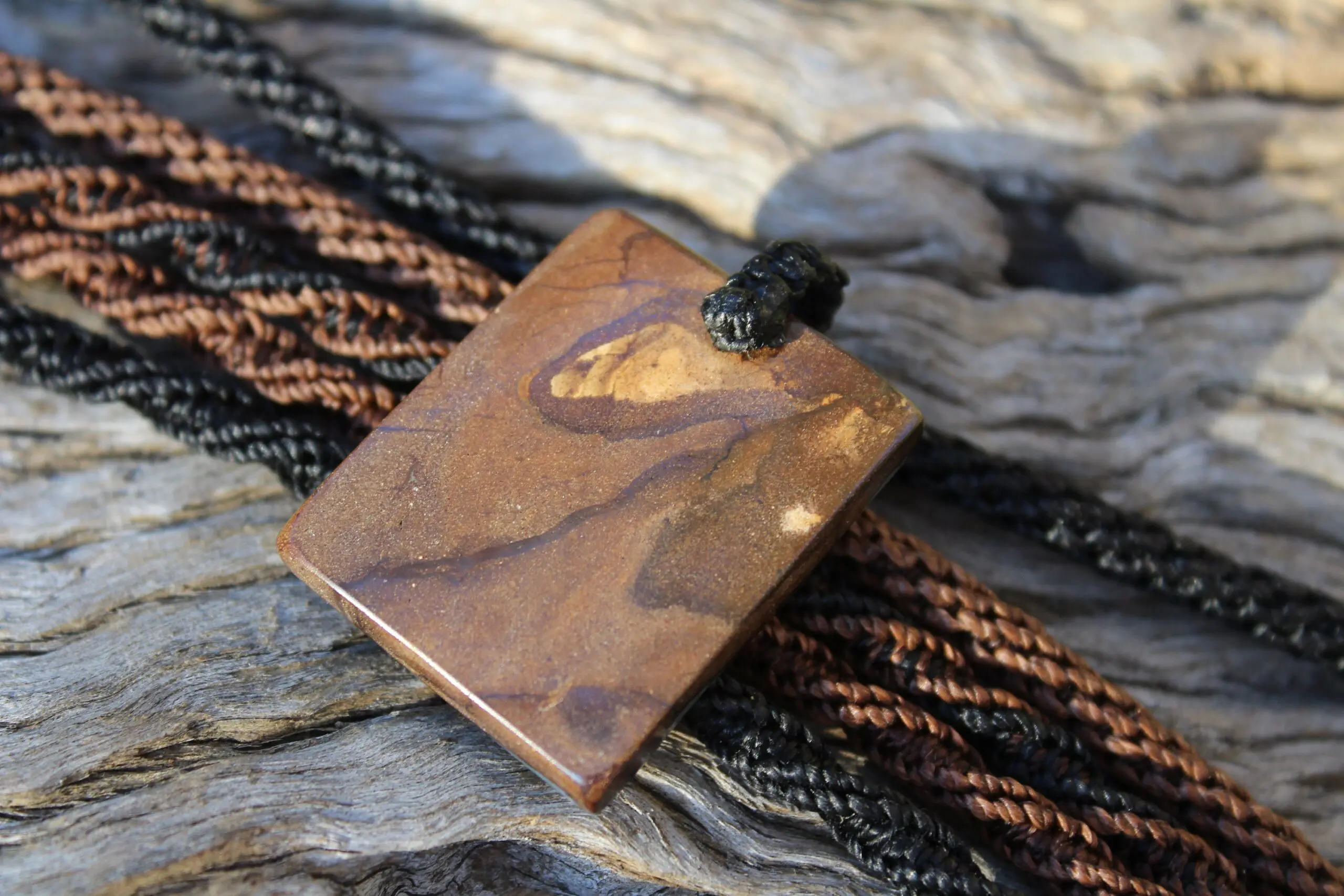 Milky Blue Opal Pendant. Boulder Opal with Macrame Necklace. Mens Opal. Simple Rustic Jewelry