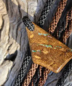 Matrix Opal Necklace,Hand Polished Boulder Opal Pendant,Shibari Macrame Cord,Elven jewelry, viking larp celtic tribal jewellery