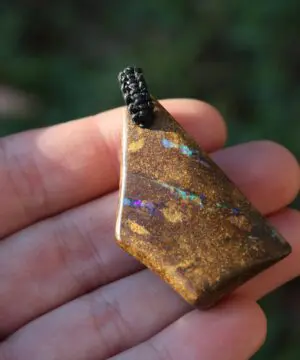 Matrix Opal Necklace,Hand Polished Boulder Opal Pendant,Shibari Macrame Cord,Elven jewelry, viking larp celtic tribal jewellery