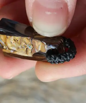 Boulder Opal Art Pendant. Genuine Australian Opal Macrame Necklac. Elven Rustic Style jewelry