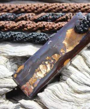 Boulder Opal Art Pendant. Genuine Australian Opal Macrame Necklac. Elven Rustic Style jewelry