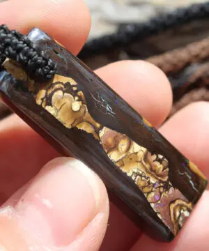 Boulder Opal Art Pendant. Genuine Australian Opal Macrame Necklac. Elven Rustic Style jewelry