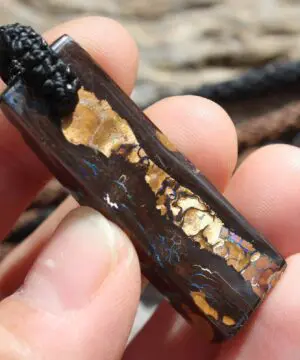 Boulder Opal Art Pendant. Genuine Australian Opal Macrame Necklac. Elven Rustic Style jewelry