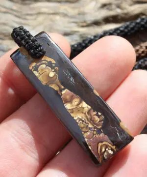 Boulder Opal Art Pendant. Genuine Australian Opal Macrame Necklac. Elven Rustic Style jewelry