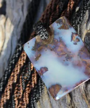 Milky Blue Opal Pendant. Boulder Opal with Macrame Necklace. Mens Opal. Simple Rustic Jewelry