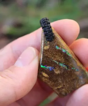 Matrix Opal Necklace,Hand Polished Boulder Opal Pendant,Shibari Macrame Cord,Elven jewelry, viking larp celtic tribal jewellery