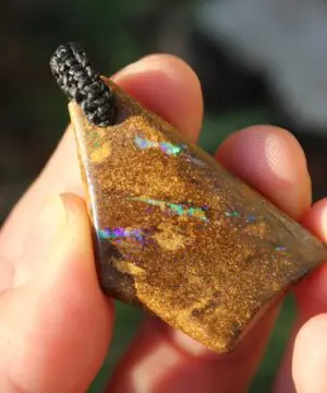 Matrix Opal Necklace,Hand Polished Boulder Opal Pendant,Shibari Macrame Cord,Elven jewelry, viking larp celtic tribal jewellery