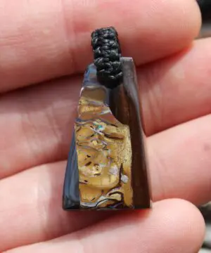 Boulder Opal Art Pendant. Genuine Australian Opal Macrame Necklac. Elven Rustic Style jewelry