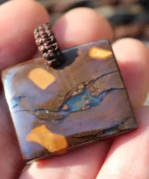 Boulder Opal Pendant. Earthy Natural Solid Opal Necklace with Macrame Cord. Custom Made Genuine Australian Opals.