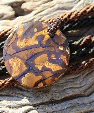 Wild Pattern Matrix OPAL NECKLACE. Boulder Opal Pendant with australian made Macrame Cord, unique tribal talisman, october birthstone