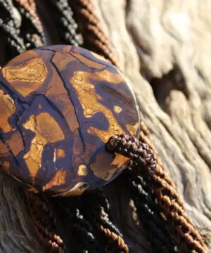 Wild Pattern Matrix OPAL NECKLACE. Boulder Opal Pendant with australian made Macrame Cord, unique tribal talisman, october birthstone