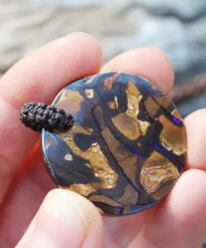 Wild Pattern Matrix OPAL NECKLACE. Boulder Opal Pendant with australian made Macrame Cord, unique tribal talisman, october birthstone