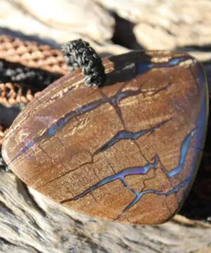 Boulder Opal Pendant. Earthy Natural Solid Opal Necklace with Macrame Cord. Custom Made Genuine Australian Opals.