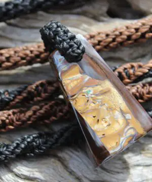 Boulder Opal Art Pendant. Genuine Australian Opal Macrame Necklac. Elven Rustic Style jewelry