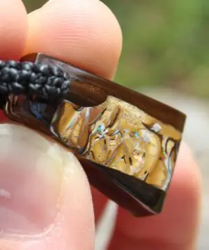 Boulder Opal Art Pendant. Genuine Australian Opal Macrame Necklac. Elven Rustic Style jewelry